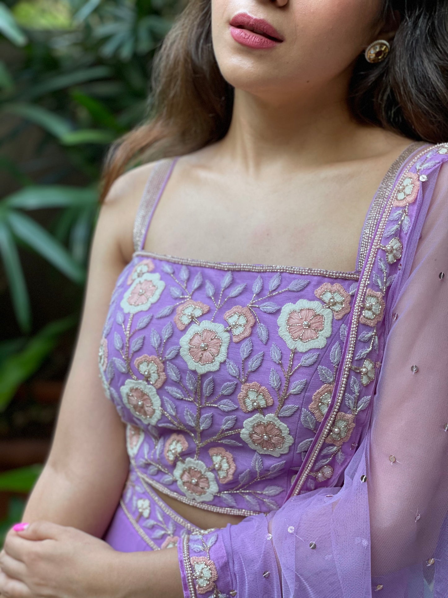 Lavender embroidered lehenga