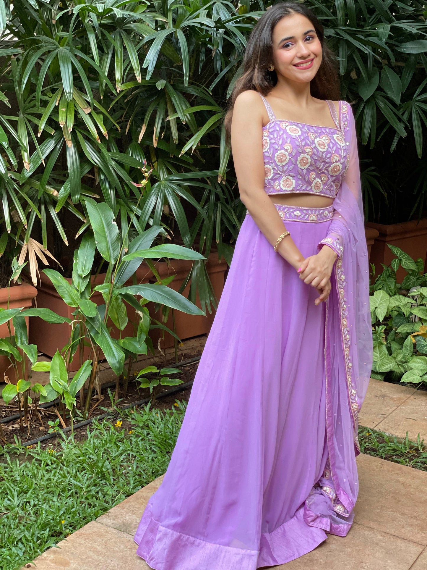 Lavender embroidered lehenga