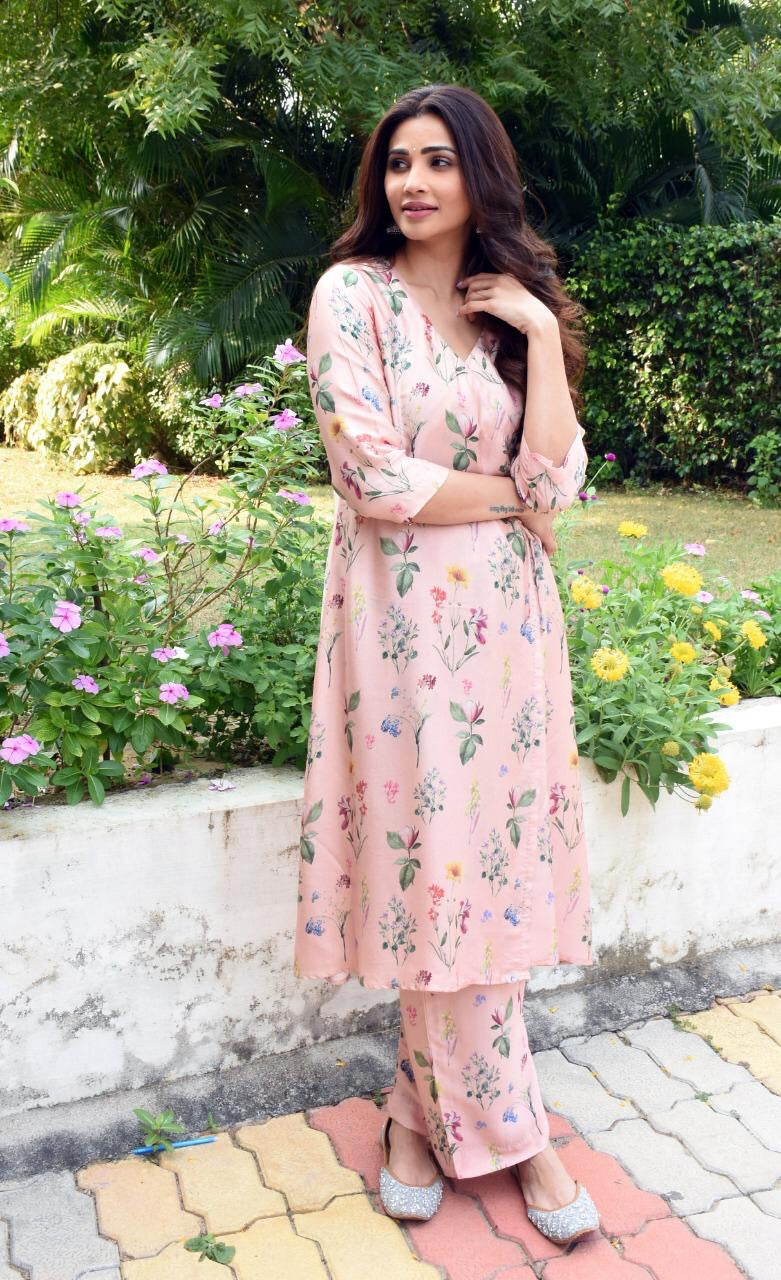 Daisy Shah : Floral printed wrap around co- ord set