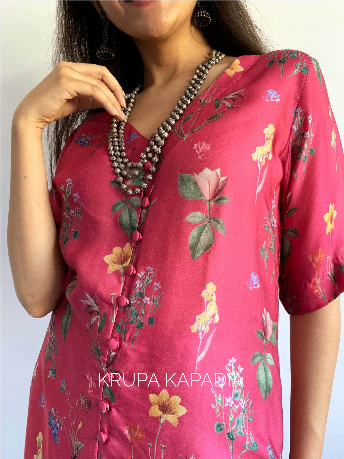 Deep pink straight kurta and pyjama